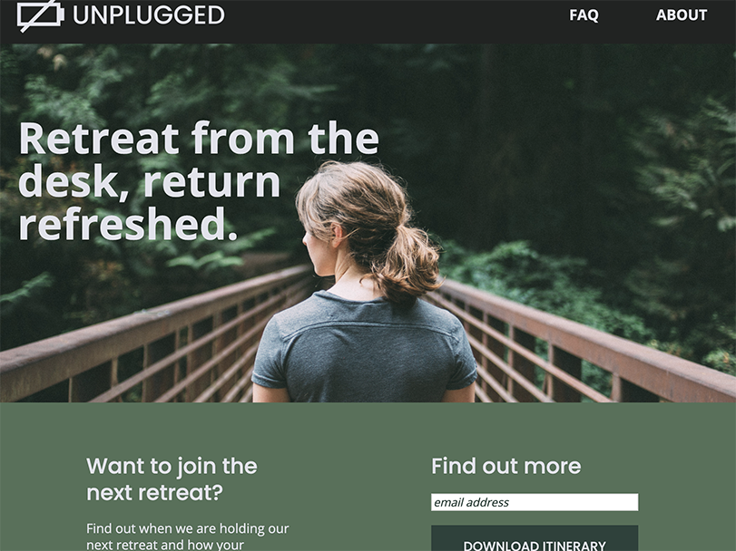 Snapshot of the Unplugged website